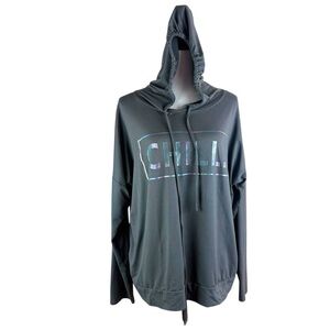 Free Kisses Women’s Gray Hoodie with 'CHILL' Graphic Size Plus 2X